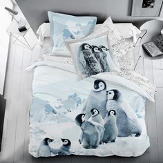 Постельное белье евро SL Family "Penguins" сатин Mona Liza