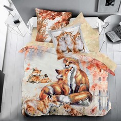 Постельное белье евро SL Family "Foxes" сатин Mona Liza