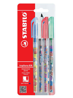 Ручка шариковая tropikana 838, цвет чернил ассорти, 4 штуки, масляные чернила Stabilo