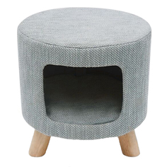 Домик для кошек на ножках Pets & Friends, круглая форма, серо-голубой, 37х37х37 см