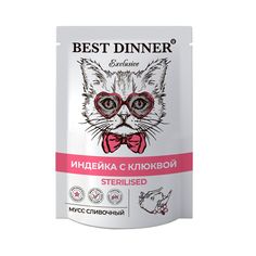 Влажный корм для кошек BEST DINNER Exclusive Sterilised Мусс, индейка с клюквой, 85г