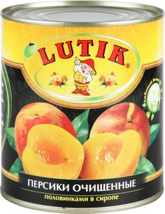 Персики очищенные Lutik половинками в сиропе 850 мл Лютик