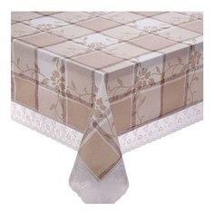 Скатерть Meiwa 122 х 152 см ПВХ бело-коричневая