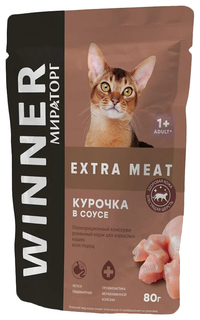 Влажный корм для кошек Winner Winner Extra Meat, курица, 80г