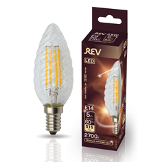 Лампа светодиодная REV FILAMENT свеча витая TC37 E14 5W, 2700K, DECO Premium, теплый свет