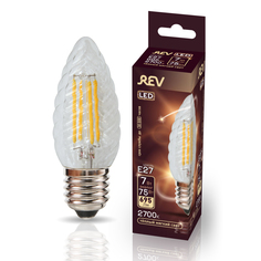 Лампа светодиодная REV FILAMENT свеча витая TC37 E27 7W, 2700K, DECO Premium, теплый свет