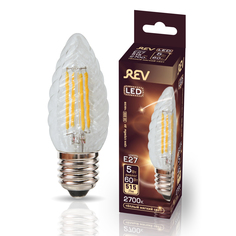 Лампа светодиодная REV FILAMENT свеча витая TC37 E27 5W, 2700K, DECO Premium, теплый свет