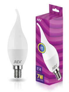 Лампочка светодиодная LED, свеча на ветру Е14 7W 2700K теплый свет REV