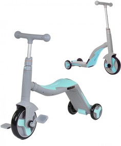 Детский самокат-беговел CS Toys с музыкой 3в1 - FL-868 серо-синий