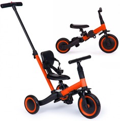 Детский беговел-велосипед CS Toys 4в1 с родительской ручкой, красный - TR007-RED