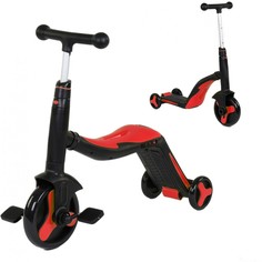 Детский самокат-беговел CS Toys с музыкой 3в1 - FL-868 черно-красный