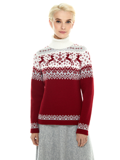 Свитер женский Scandica Deers красный 50/176
