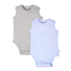 Боди детское 2 шт. Мамуляндия 21-4003-1 Ажур 21 голубой/серый р.68