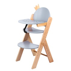 Растущий стул Amarobaby ECO, CROWN, серый, деревянный, массив бука/клееный шпон