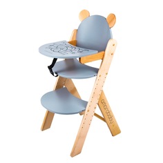 Растущий стул Amarobaby ECO, BEAR, серый, деревянный, массив бука/клееный шпон