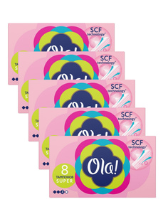 Тампоны женские гигиенические OLA! SUPER Шелковистая поверхность 8 шт/упак.х 5 упак.