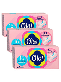 Тампоны женские гигиенические OLA! NORMAL Шелковистая поверхность 16 шт/упак.х 3 упак.