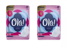 Комплект OLA ! Прокладки ультратонкие для обильных выделений c сеточкой 8 шт х 2 уп.