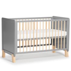 Кроватка детская Kinderkraft Nico Grey с матрасом