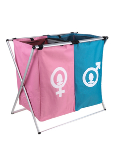 Корзина для белья двойная складная "Мужское, Женское" 59*39*56 см Первый Домовой