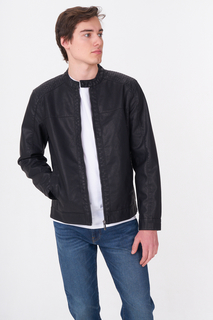 Кожаная куртка мужская ONLY & SONS 22012339 черная 50 RU