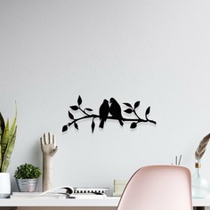 Панно настенное из дерева AFI DESIGN "Птицы на ветке" 55х23 см, черное