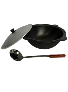 Казан узбекский чугунный 8 литров (круглое дно) + Половник 42 см Намаган