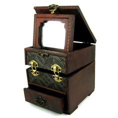 Шкатулка-комод с зеркалом 14,5х13,5х12,5см Cocosmarket
