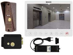 Комплект видеодомофона для дома: монитор ALFA SD с панелью, блоком питания и замком Major