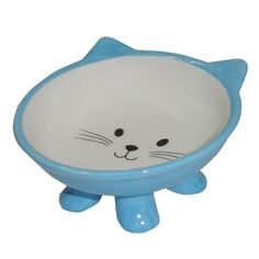Одинарная миска для кошек Foxie, керамика, голубой, 0.11 л