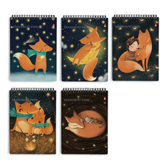 Блокнот на гребне Ф.А6 40 Л. ВОЛШЕБНЫЕ ЛИСЫ 5 видов, в ассортименте Альт