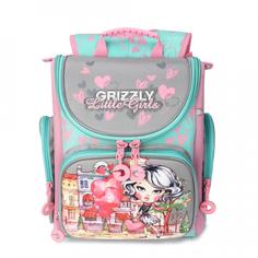 Школьный Рюкзак для девочки Grizzly Ra-971-3 Серый - Розовый