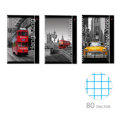 Тетрадь на гребне Альт А4 (202 х 285 мм) "ГОРОДА" 80 л. клетка Арт. 7-80-001