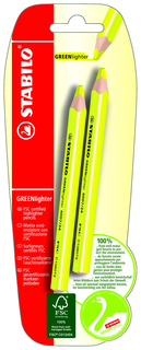 Текстовыделитель сухой Stabilo GreenLighter, 2 шт., Желтый