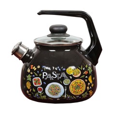 Чайник эмалированный со свистком СтальЭмаль Pasta, 3 л, черный