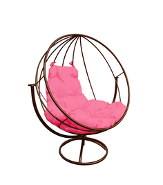 Садовое кресло M-Group Вращающееся коричневое розовая подушка
