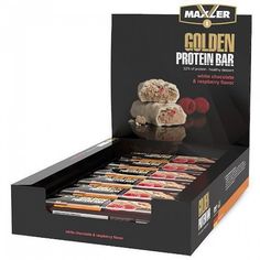 батончик протеиновый MAXLER Golden Bar "Белый шоколад с малиной" (коробка, 12 штук)
