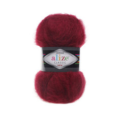 Пряжа ALIZE Mohair classic new 100гр. 200м (25%мохер, 24%шерсть, 51%акрил) (57 бордовый)