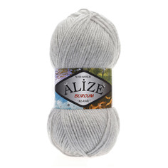 Пряжа ALIZE BURCUM KLASIK 100гр. 210м (100% Aкрил) (208 светло-серый меланж)