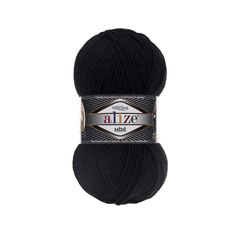 Пряжа ALIZE SUPERLANA MIDI 100гр. 170м (25% Шерсть - 75% Aкрил) (60 черный)