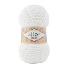 Пряжа ALIZE Cotton Gold Pratica 100гр, 220м (55%хлопок, 45%акрил) (55 белый)
