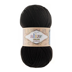 Пряжа ALIZE Cotton Gold Pratica 100гр, 220м (55%хлопок, 45%акрил) (60 черный)