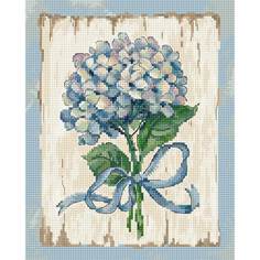 Набор для вышивания LetiStitch "Голубые гортензии" 20*16см