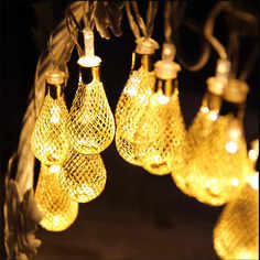 Световая гирлянда новогодняя Qvatra LED Lights Gold Droplets 2,2 м белый теплый