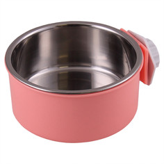 Одинарная миска для животных PetStandArt, металл розовый, 0.4 л