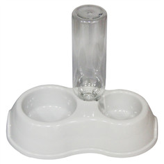 Двойная миска для животных PetStandArt, пластик, серый, 0.3 л