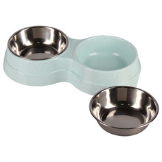 Одинарная миска для животных PetStandArt, на подставке, металл голубой, 0.2 л