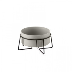 Одинарная миска для животных PetStandArt, керамика, серый, 0.4 л