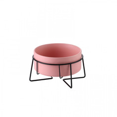 Одинарная миска для животных PetStandArt, керамика, розовый, 0.4 л