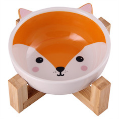 Одинарная миска для животных PetStandArt, керамика, оранжевый, 0.35 л